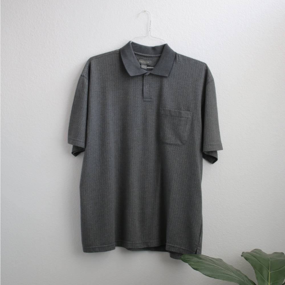 MENS Van Heusen Gray Cotton Polo Sz: L